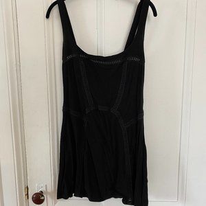 Free People Black Mini Dress Crochet Insert - Medium